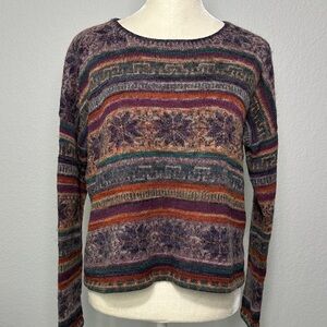 Peruvian Connection Women’s Pima and Alpcaca Blend Knit Sweater Open Neck Medium
